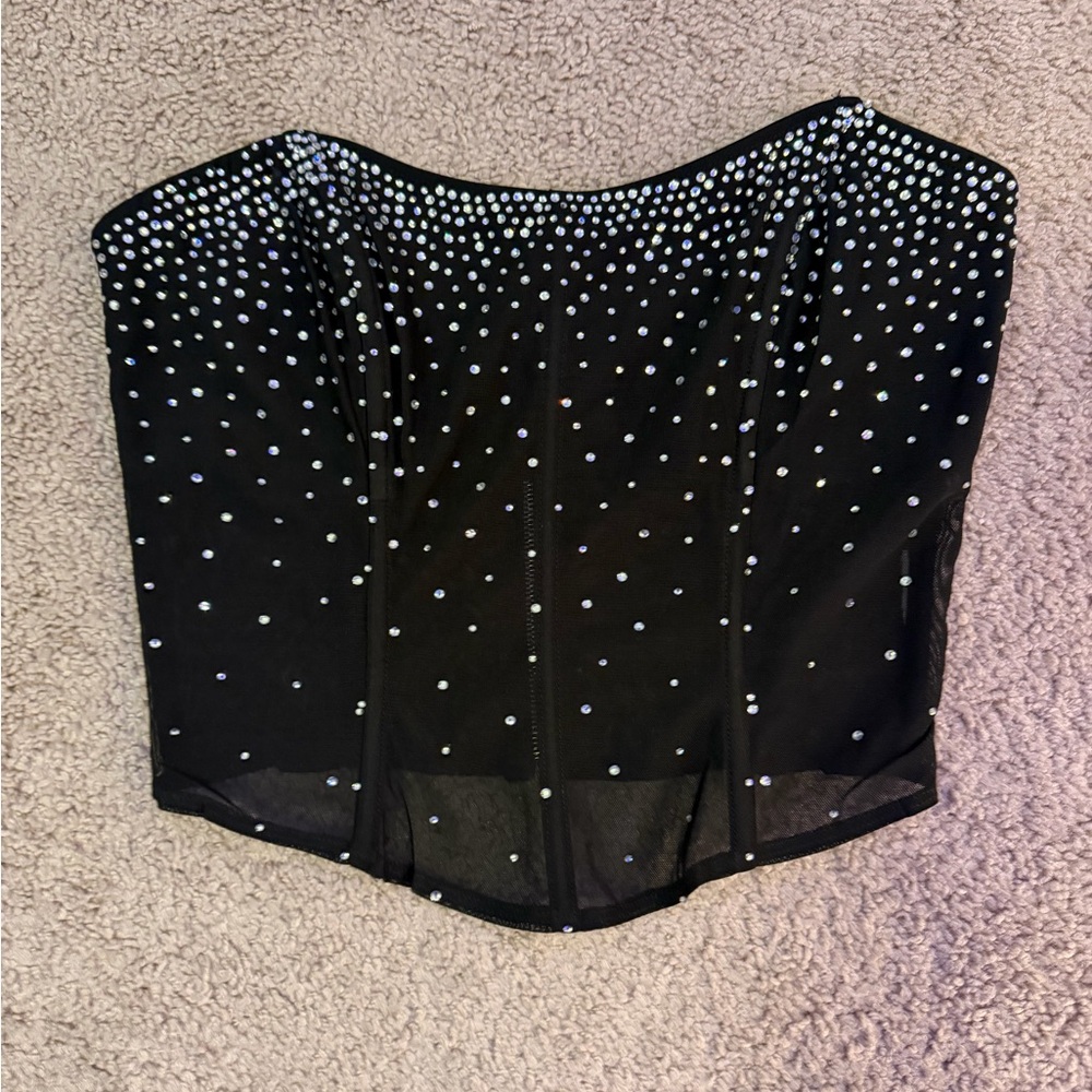 Edikted Sheer Rhinestone Corset